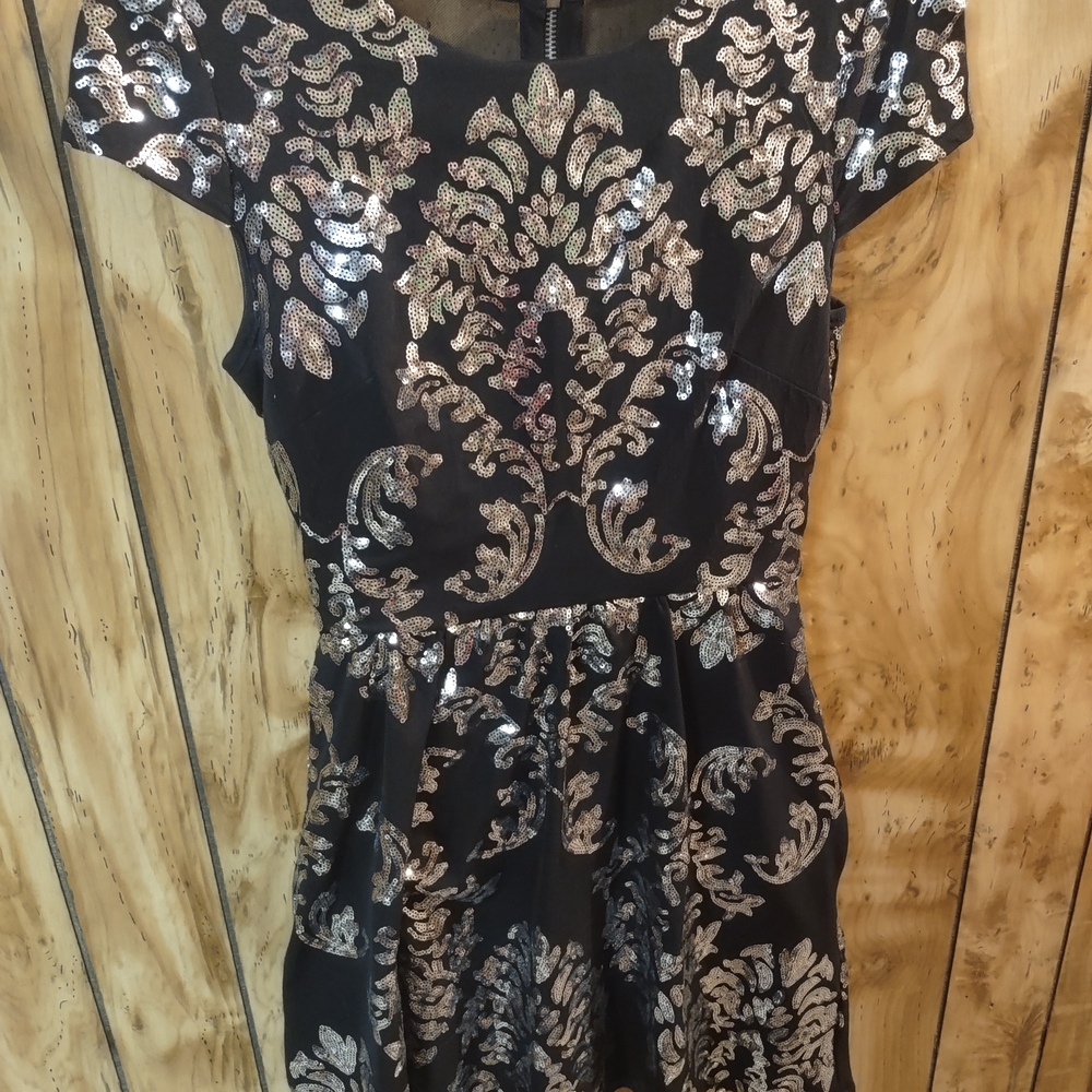 B Darlin Black Dress with Silver Accents